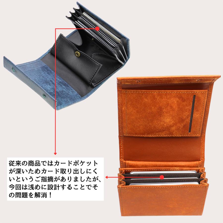 二つ折り財布 メンズ プエブロレザー 本革 日本製 小銭入れあり