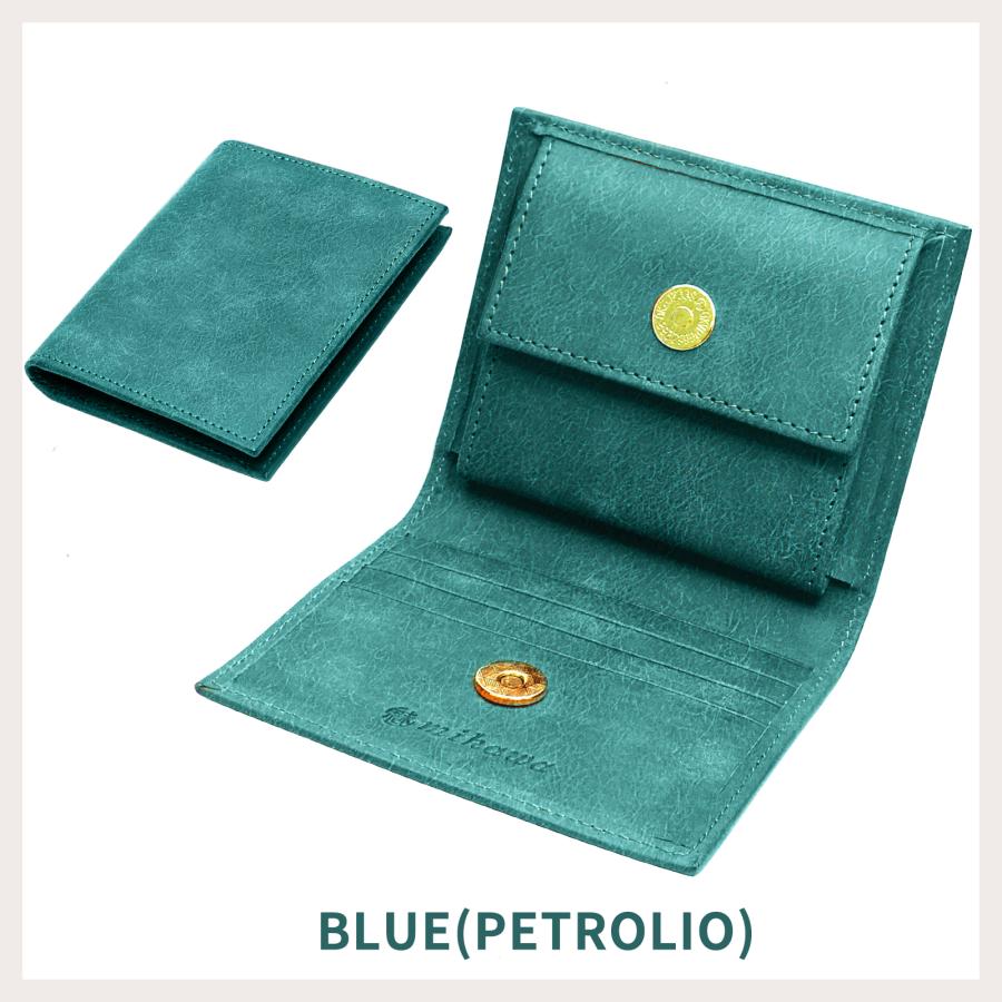 二つ折り財布 メンズ プエブロレザー 本革 日本製 小銭入れあり