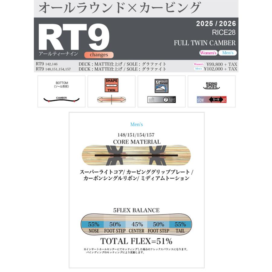 RICE28 148cm ラスト1本！ 25-26 RICE28 ライス28 RT9 アールティーナ