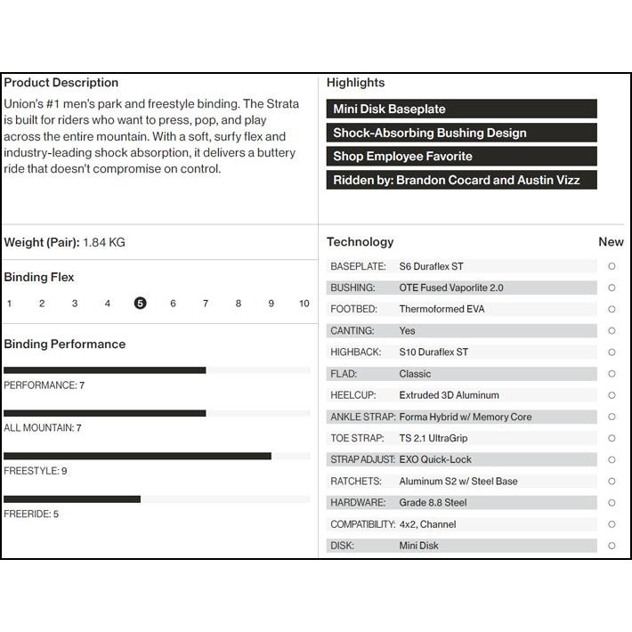 UNIONビンディング　ストラータMサイズ　箱、取説無し UNION BINDING 予約 26-27 UNION ビンディング STRATA ストラータ