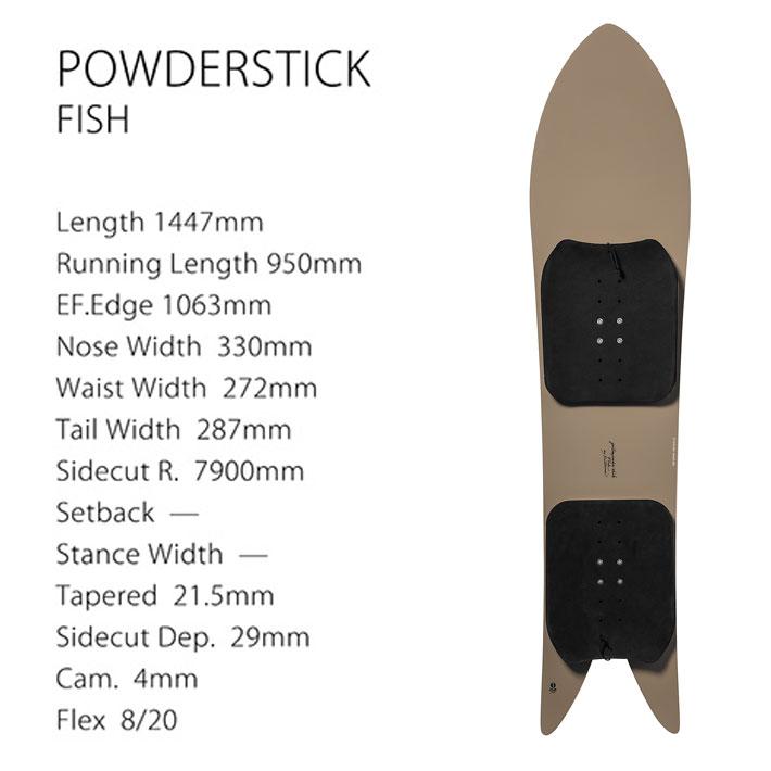予約 26-27 GENTEMSTICK ゲンテンスティック POWDERSTICK FISH パウダースティック フィッシュ 144.7cm バインディングレスパウダーサーフ スノーボード_3