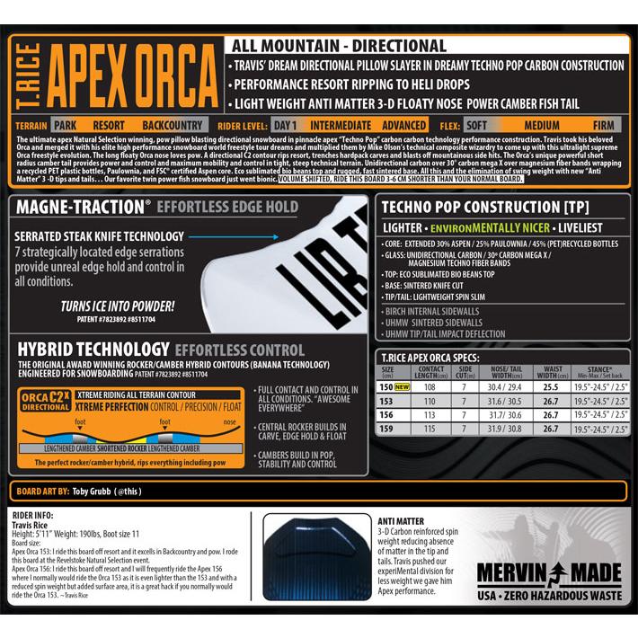 25-26 LIB TECH リブテック スノーボード T.RICE APEX ORCA トラビス