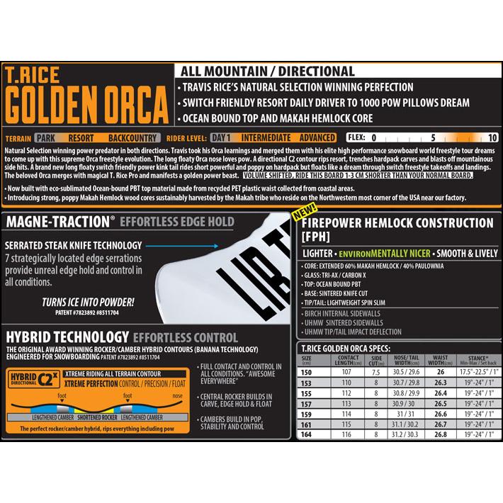 予約 26-27 LIB TECH リブテック スノーボード T.RICE GOLDEN ORCA トラビス・ライス ゴールデン オルカ TRAVIS RICE 板 2026 2027 日本正規品の画像