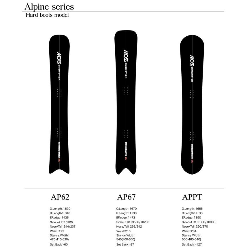 予約 26-27 モス スノースティック MOSS SNOWSTICK AP62 162cm ALPEN アルペンボード スノーボード スノボ 板 2026 2027 日本正規品 爆買の画像