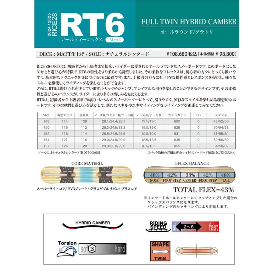RICE28 24-25 ライス28 RT6 アールティー シックス メンズ RICE28 24-25 ライス28 RT6 アールティー シックス メンズ