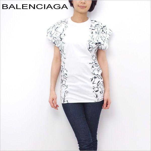 バレンシアガ BALENCIAGA レディース Tシャツ トップス ホワイト系 (342686 TIK36 9040 WH系)｜fontana2014