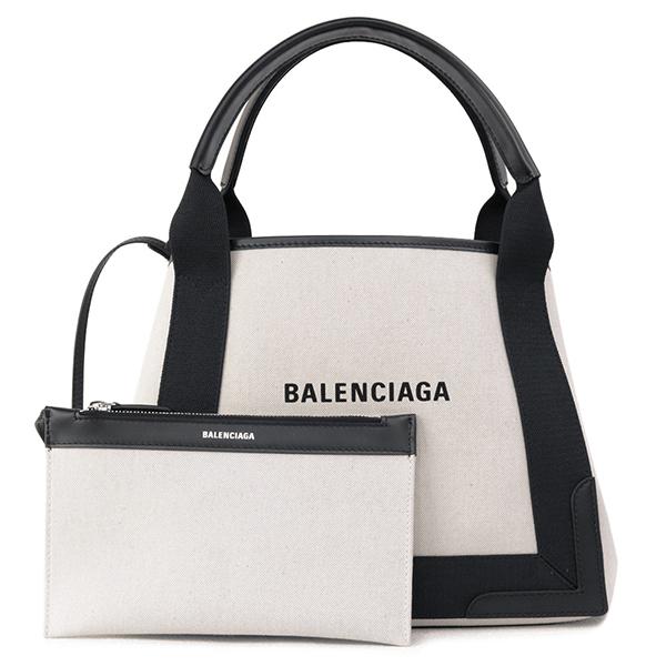 バレンシアガ BALENCIAGA バッグ NAVY CABAS スモール カバス ハンドバッグ キャンバス ナチュラル×ブラック