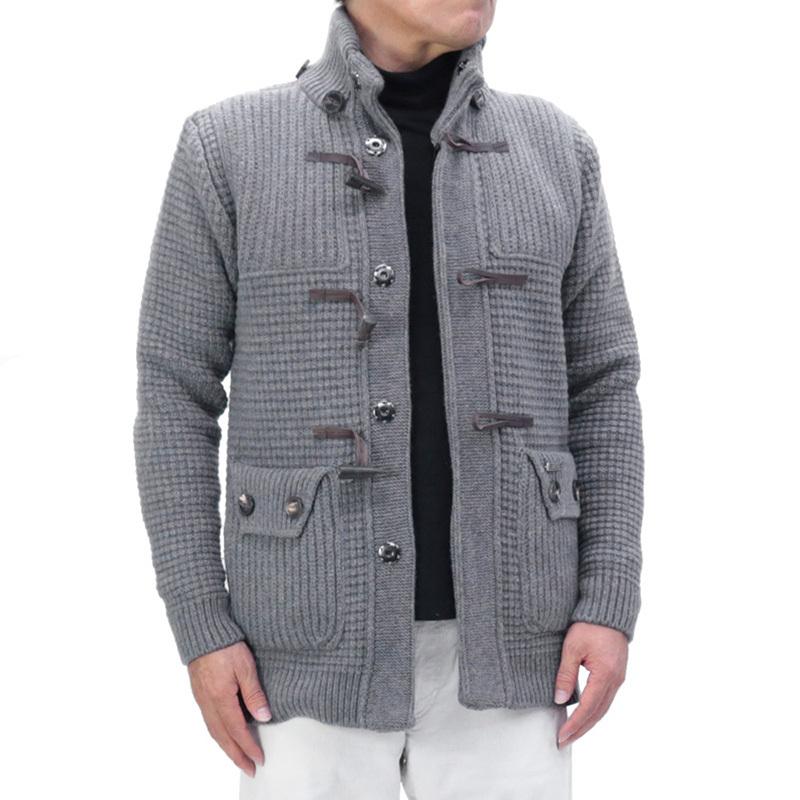 【アウターセール】 バーク Bark メンズ カシミア ニット ダッフル コート グレー (62BU8100 251 GREY)