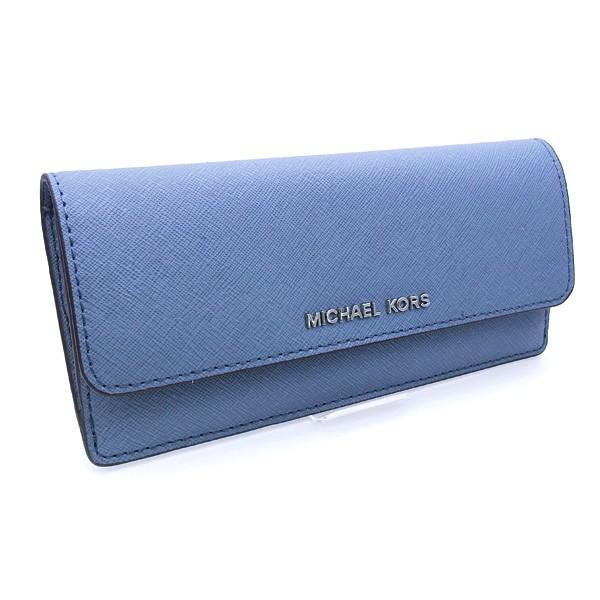 【在庫処分セール】マイケル マイケルコース MICHAEL MICHAEL KORS 財布 JET SET TRAVEL FLAT WALLET 長財布 デニムブルー (32F3STVE7L DENIM)  17SS｜fontana2014