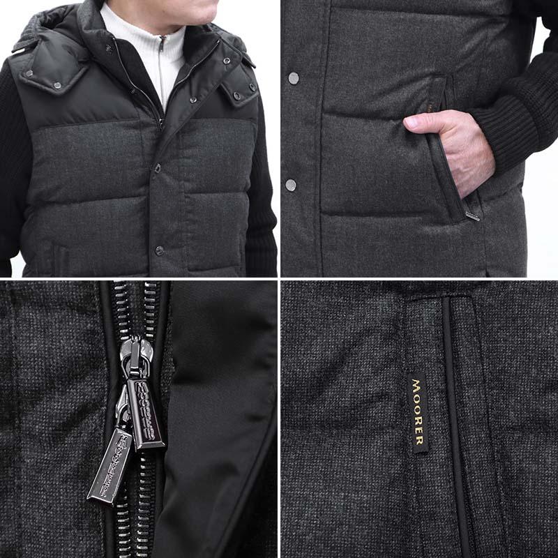 【アウターセール】ムーレー MOORER メンズ  アウター ダウンジャケット ダークグレー×ブラック(BENSO-FF ANTRACITE) 22AW-23AW