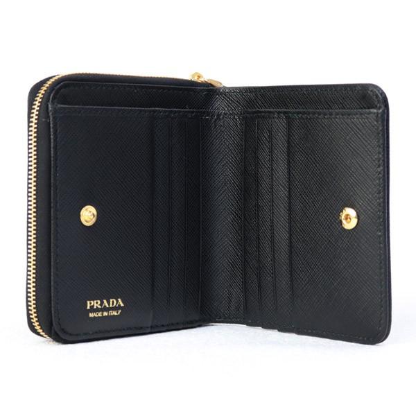 プラダ PRADA 財布 SAFFIANO METAL 折財布 カーフ ブラック (1ML036  