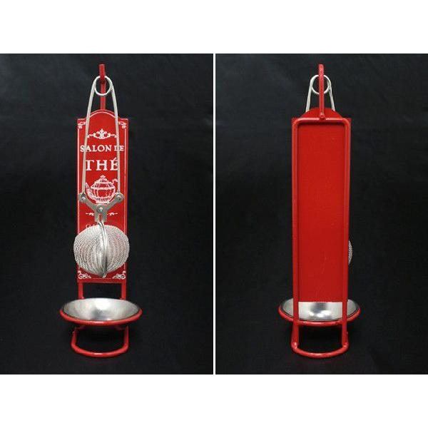 並行輸入品】ティーストレーナー 茶漉しスタンド付きレッドシルバー色