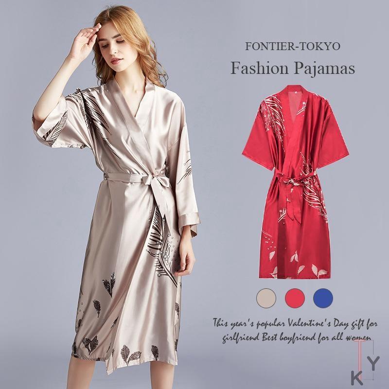 サテン ナイトガウン レディース 長袖 送料無料 シルクタッチ ガウン 部屋着 セクシー ランジェリー ナイトウェア 代30代40代 ギフト 1nfnvsy47 Fontier Tokyo 通販 Yahoo ショッピング