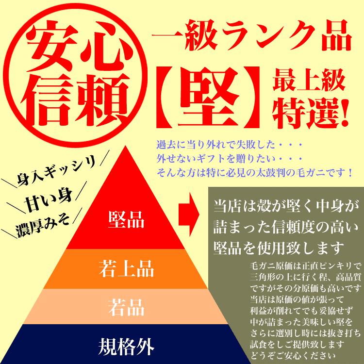 特大 毛ガニ 570g前後× 3尾 北海道産 国産 カニ味噌 毛蟹 ボイル みそ かに カニ 蟹 毛がに kegani けがに kani crab 堅 プレミアム｜foodsland｜08