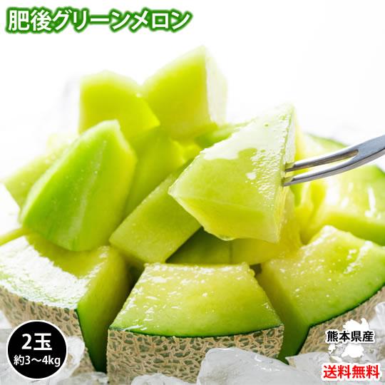 メロン 肥後グリーンメロン 送料無料 2玉 約3〜4kg M〜3L お メロン 肥後グリーンメロン 送料無料 2玉 約3〜4kg M〜3L お