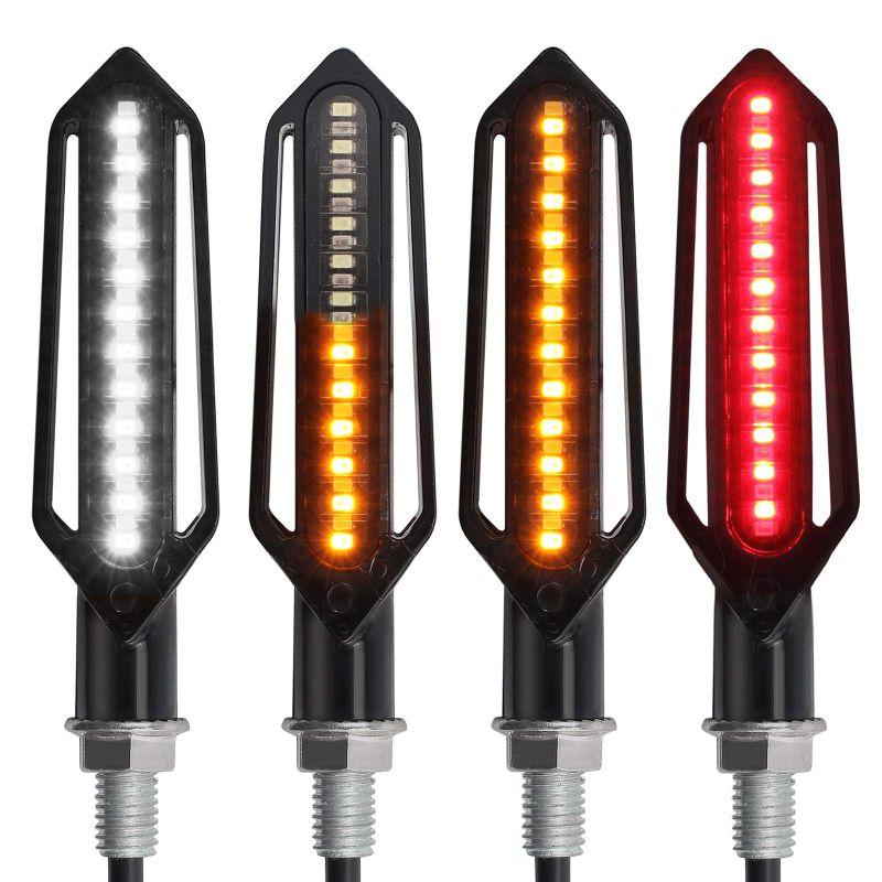 Justech LED バイク ウインカー 24LED 12V 汎用 IP65防水 流れるウィンカー 高輝度 転向ライト 4個セット アンバ