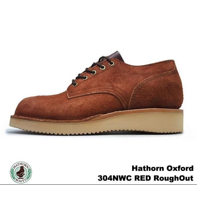 ハソーン オックスフォード レッド ラフアウト スエードレザー メンズブーツ 304NWC RED ROUGHOUT LEATHERの画像