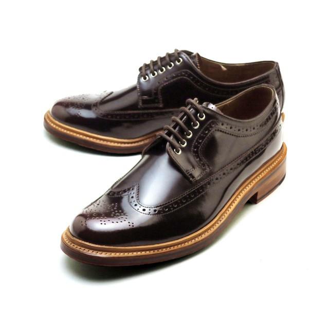 宅配便配送 紳士靴 ビジネスシューズ Grenson ポリッシュレザー シャイン ハイ バーガンディ ウィングチップ シド グレンソン Burgundy Sid シューズ