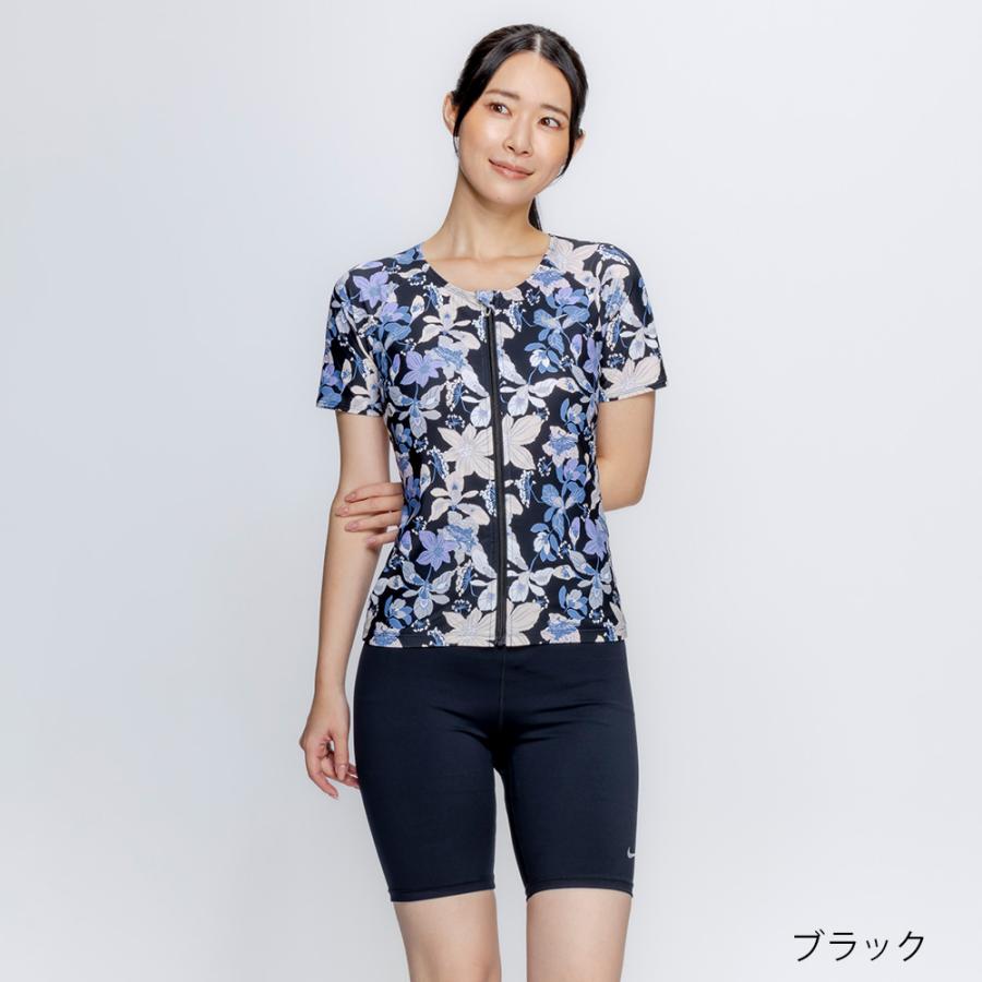 【NIKE SWIM公式】ナイキ SS26 半袖ジップ付きプリントセパレーツ（フラワー） 2993160 水泳 レディース水着 スイミング 女性 ブランド 体型カバー フットマーク_1