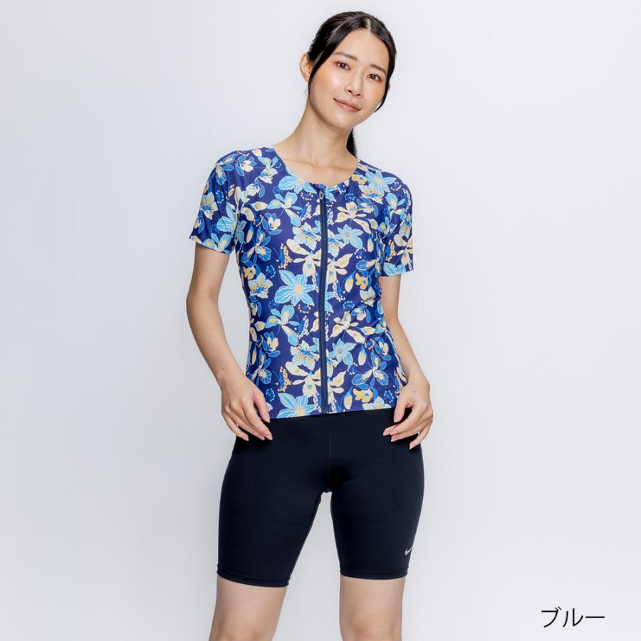 【NIKE SWIM公式】ナイキ SS26 半袖ジップ付きプリントセパレーツ（フラワー） 2993160 水泳 レディース水着 スイミング 女性 ブランド 体型カバー フットマーク_2