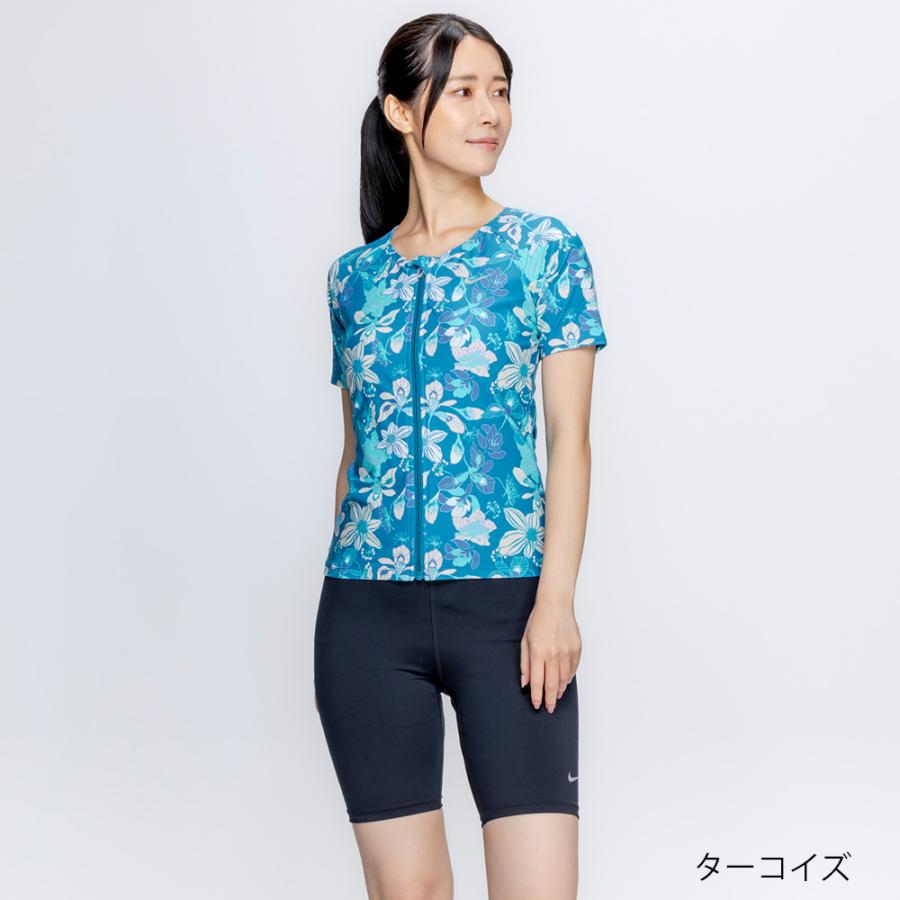 【NIKE SWIM公式】ナイキ SS26 半袖ジップ付きプリントセパレーツ（フラワー） 2993160 水泳 レディース水着 スイミング 女性 ブランド 体型カバー フットマーク_3