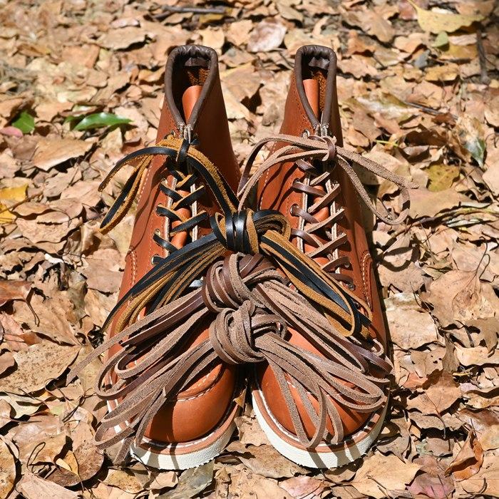 ★なっつ様★革編みシューレース２本　靴紐☆ホーウィン・クロムエクセルレザー レザーシューレース LEATHER SHOELACES 150cm クロムエクセルレザー