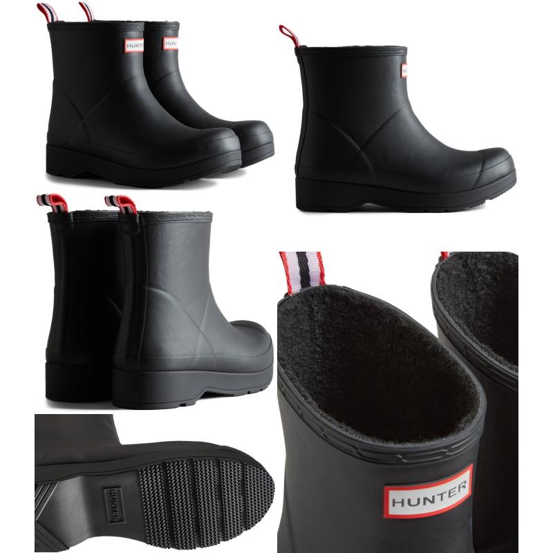 【美品】ハンター　レインブーツ　ショートブーツ　サイドゴアブーツ　黒　ロゴ 超美品☆HUNTER ショートレインブーツ サイドゴア ブラック 23cm