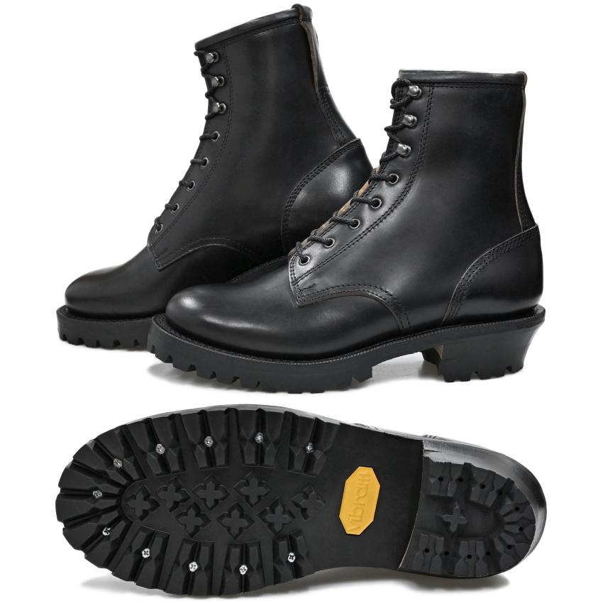 Locking Shoes by FootMonkey ロッキングシューズ フットモンキー TIME SHOE FACTORY JTS-001 ブラック LOGGER BOOTS ロガーブーツ 茶芯 ワークブーツ 本革の画像