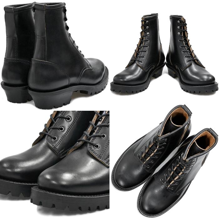 Locking Shoes by FootMonkey ロッキングシューズ フットモンキー TIME SHOE FACTORY JTS-001 ブラック LOGGER BOOTS ロガーブーツ 茶芯 ワークブーツ 本革の画像