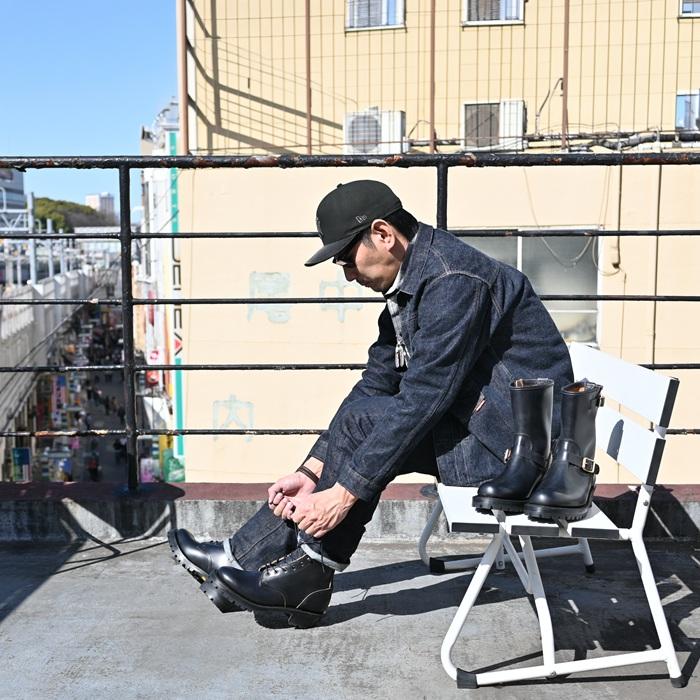 Locking Shoes by FootMonkey ロッキングシューズ フットモンキー TIME SHOE FACTORY JTS-001 ブラック LOGGER BOOTS ロガーブーツ 茶芯 ワークブーツ 本革の画像