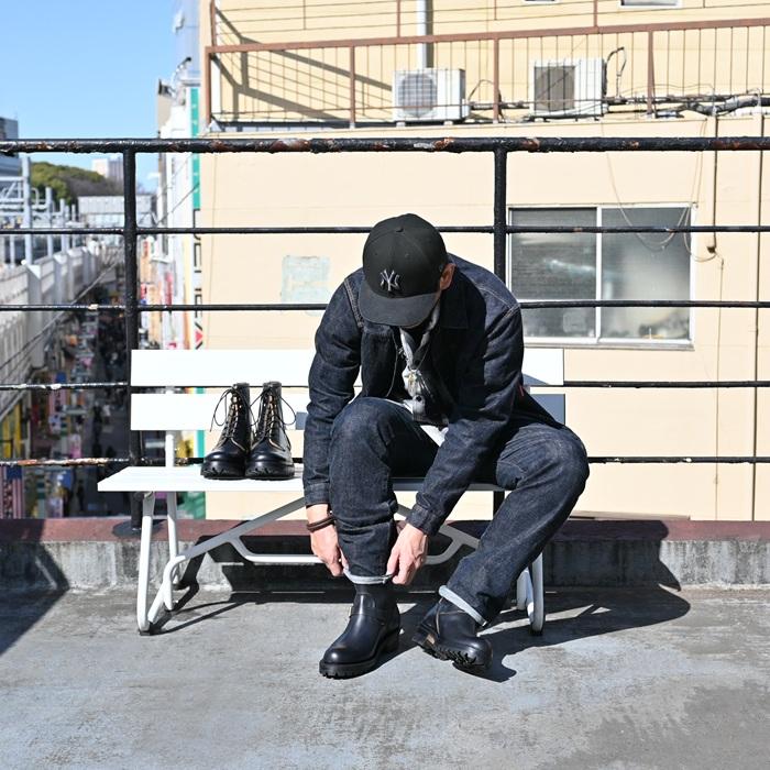 Locking Shoes by FootMonkey ロッキングシューズ フットモンキー TIME SHOE FACTORY JTS-002 ブラック ENGINEER BOOTS エンジニアブーツ 茶芯 ワークブーツの画像