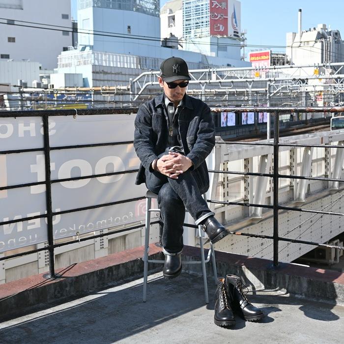 Locking Shoes by FootMonkey ロッキングシューズ フットモンキー TIME SHOE FACTORY JTS-002 ブラック ENGINEER BOOTS エンジニアブーツ 茶芯 ワークブーツの画像