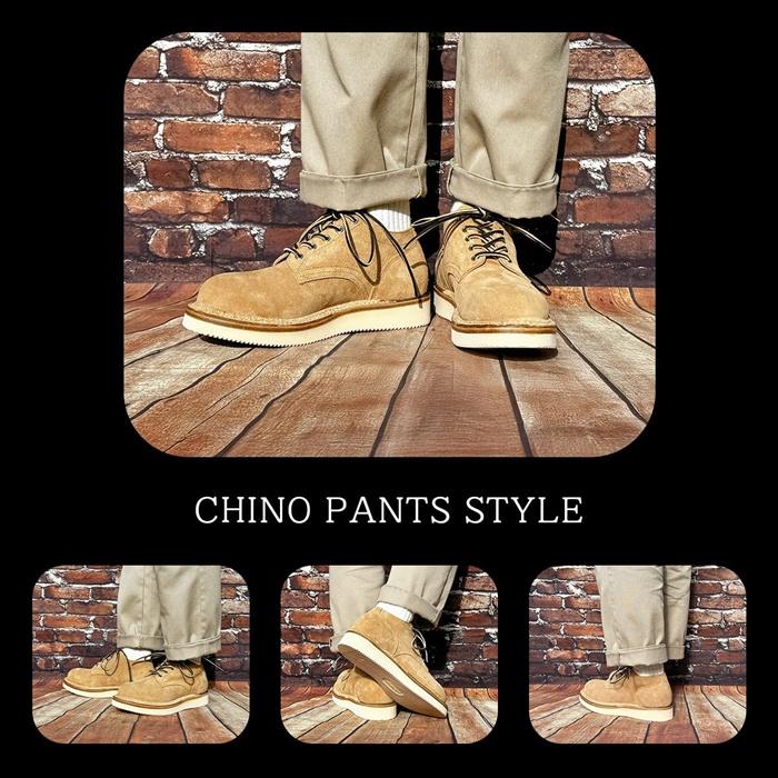 Locking Shoes by FootMonkey ロッキングシューズ フットモンキー PLAIN TOE OXFORD TS-003 ベージュスエード レースアップ ワークブーツ 本革 メンズの画像