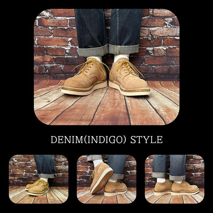 Locking Shoes by FootMonkey ロッキングシューズ フットモンキー PLAIN TOE OXFORD TS-003 ベージュスエード レースアップ ワークブーツ 本革 メンズの画像