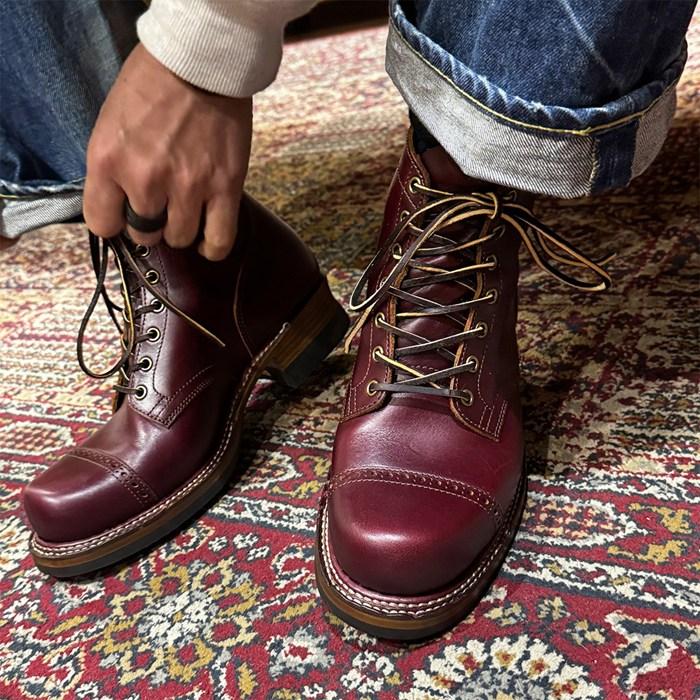 Locking Shoes by FootMonkey ロッキングシューズ フットモンキー CAP TOE LACE UP BOOTS TS-013 ワイン キャップトゥレースアップブーツ ワークブーツの画像