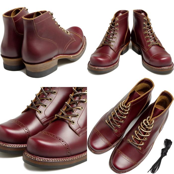 Locking Shoes by FootMonkey ロッキングシューズ フットモンキー CAP TOE LACE UP BOOTS TS-013 ワイン キャップトゥレースアップブーツ ワークブーツの画像