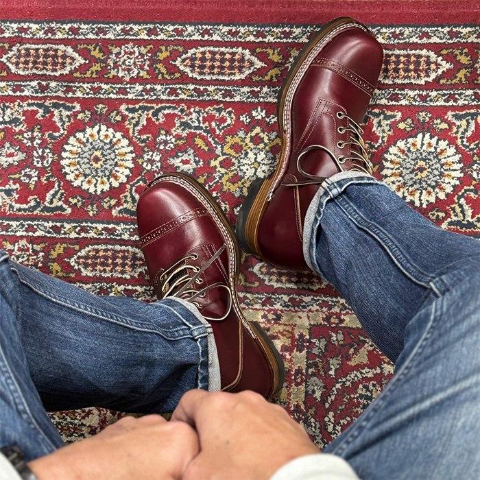 Locking Shoes by FootMonkey ロッキングシューズ フットモンキー CAP TOE LACE UP BOOTS TS-013 ワイン キャップトゥレースアップブーツ ワークブーツの画像