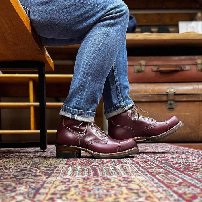 Locking Shoes by FootMonkey ロッキングシューズ フットモンキー CAP TOE LACE UP BOOTS TS-013 ワイン キャップトゥレースアップブーツ ワークブーツの画像