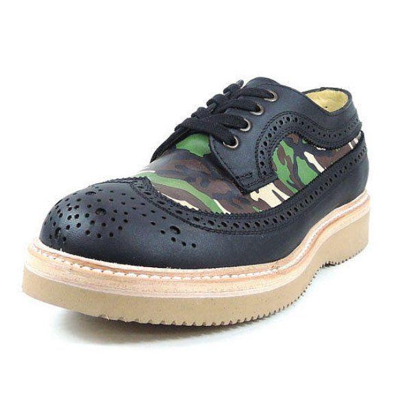 ピストレロ ブーツ PISTOLERO オックスフォード ウィングチップ OXFORD WING TIP 114-99 ブラック/カモ メキシコ製 メンズ Men's｜footmonkey