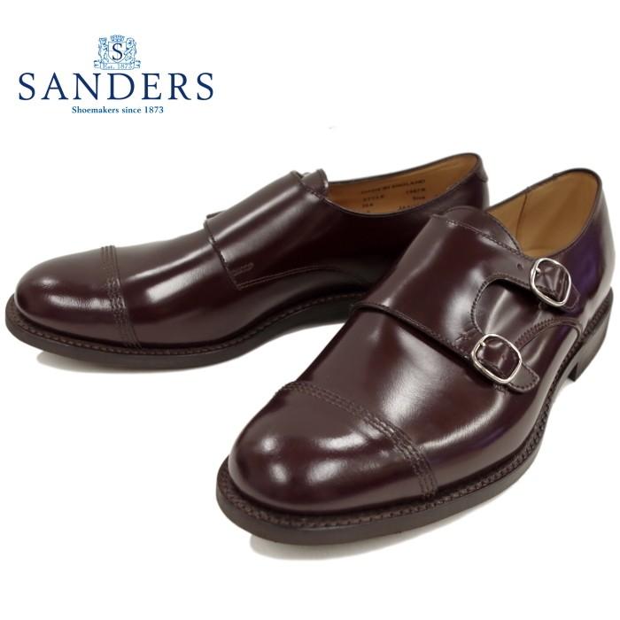 【SANDERS】ミリタリーダブルモンク☆1487☆バーガンディ☆英国製☆UK8 SANDERS（サンダース） ミリタリー SANDERS 1487 MILITARY DOUBLE MONK