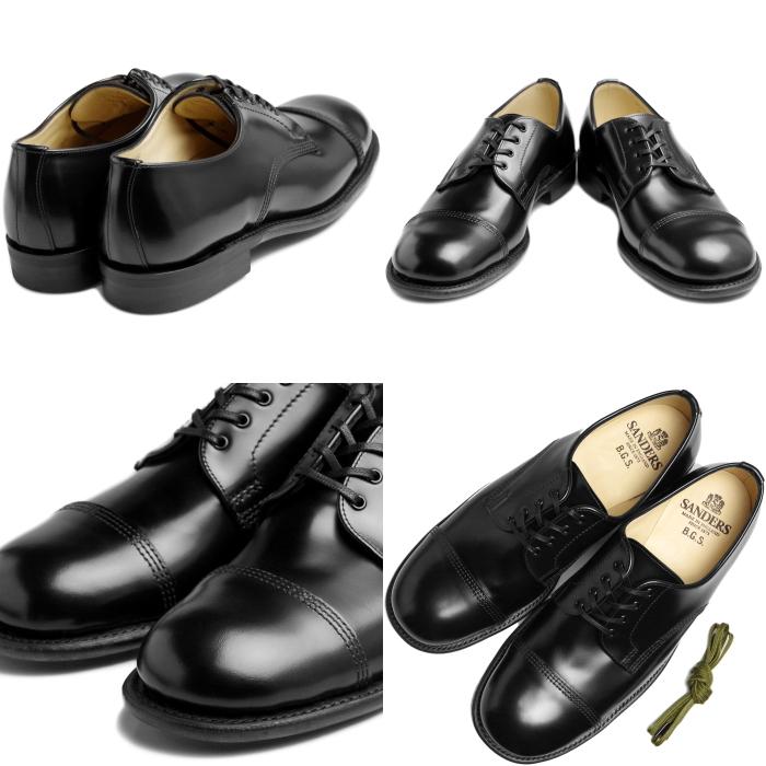 サンダース 2545B SANDERS B.G.S. DERBY SHOE ブラック ストレートチップシューズ ダービーシューズ ビジネスシューズ メンズ 本革 レザー キャップトゥの画像