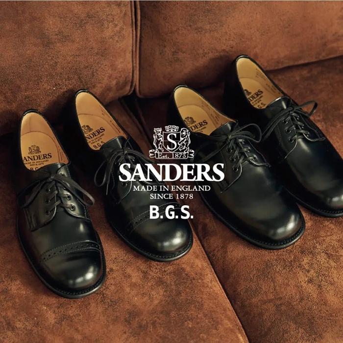 サンダース 2545B SANDERS B.G.S. DERBY SHOE ブラック ストレートチップシューズ ダービーシューズ ビジネスシューズ メンズ 本革 レザー キャップトゥの画像
