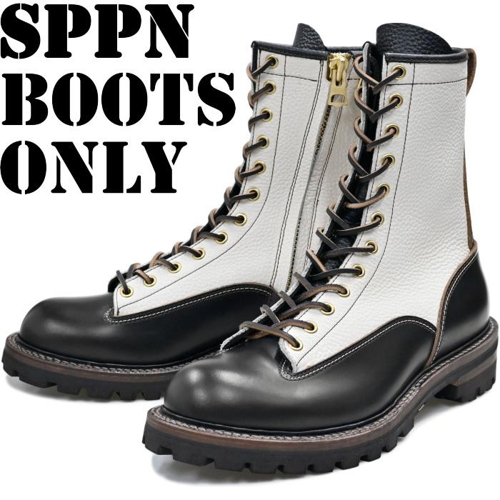 スッピン SPPN BOOTS SP-08L ブラック/アイボリー 8-INCH LACE TO TOE
