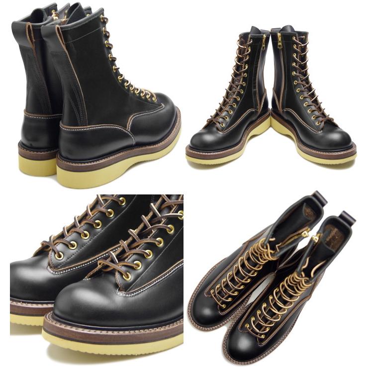 スッピン SPPN BOOTS SP-08LC ブラック 8-INCH LACE TO TOE BOOTS Vibram #2060 8インチ レーストゥトゥブーツ 茶芯 ワークブーツ 本革 メンズの画像