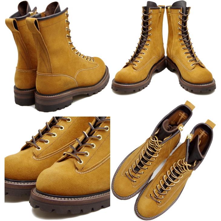 SPPN BOOTS スッピン SP-08L タバコスエード 8-INCH LACE TO TOE BOOTS 8インチ レーストゥトゥブーツ ワークブーツ 本革 メンズ ラインマンブーツの画像