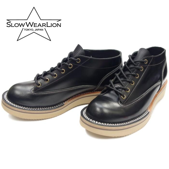 極美品✨スローウェアライオン　ワークブーツ　オックスフォードシューズ　レザー　黒 SLOW Wear Lion ○○スローウェアライオン WEAR LION OB-8222CS