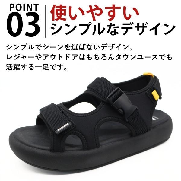 moz（モズ） サンダル メンズ スポーツサンダル 厚底 軽量 軽い 黒