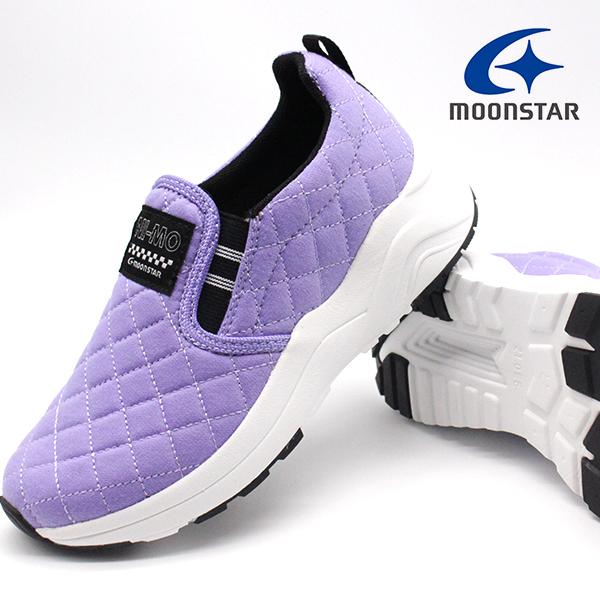 スニーカー キッズ ジュニア 靴 スリッポン 女の子 黒 ブラック パープル レオパード 軽量 軽い 厚底 ニーモ MOONSTAR NM J017 | MoonStar | 13