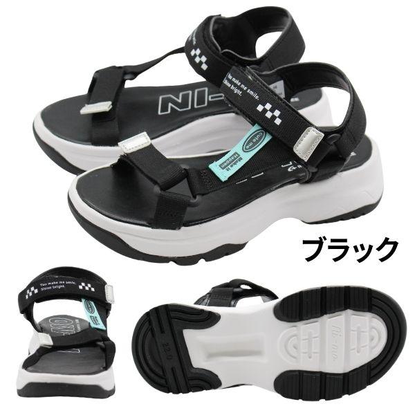 サンダル キッズ ジュニア 子供 靴 黒 ブラック スポーツサンダル スポサン 女の子 スポーティ 夏 小学生 中学生 ムーンスター moonstar ニーモ Ni-mo NM J106 | MoonStar | 12