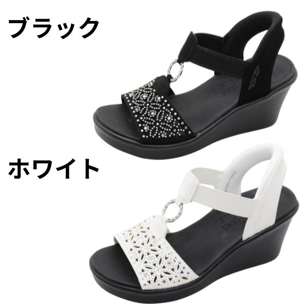 SKECHERS（スケッチャーズ） サンダル レディース 黒 ブラック 白色